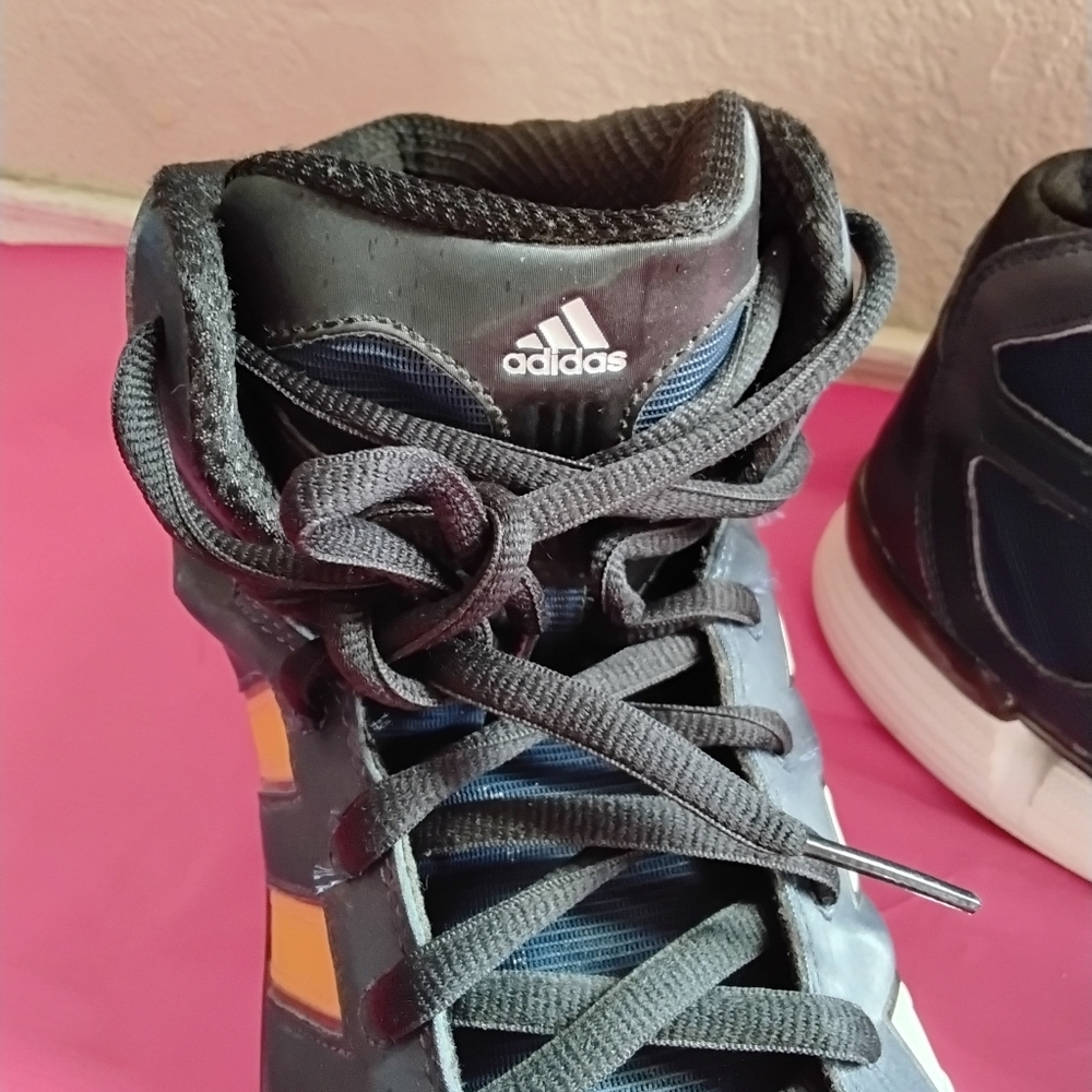 Adidas Men's Black Sneakers with Orange and White Stripes - Picture 2 of 6